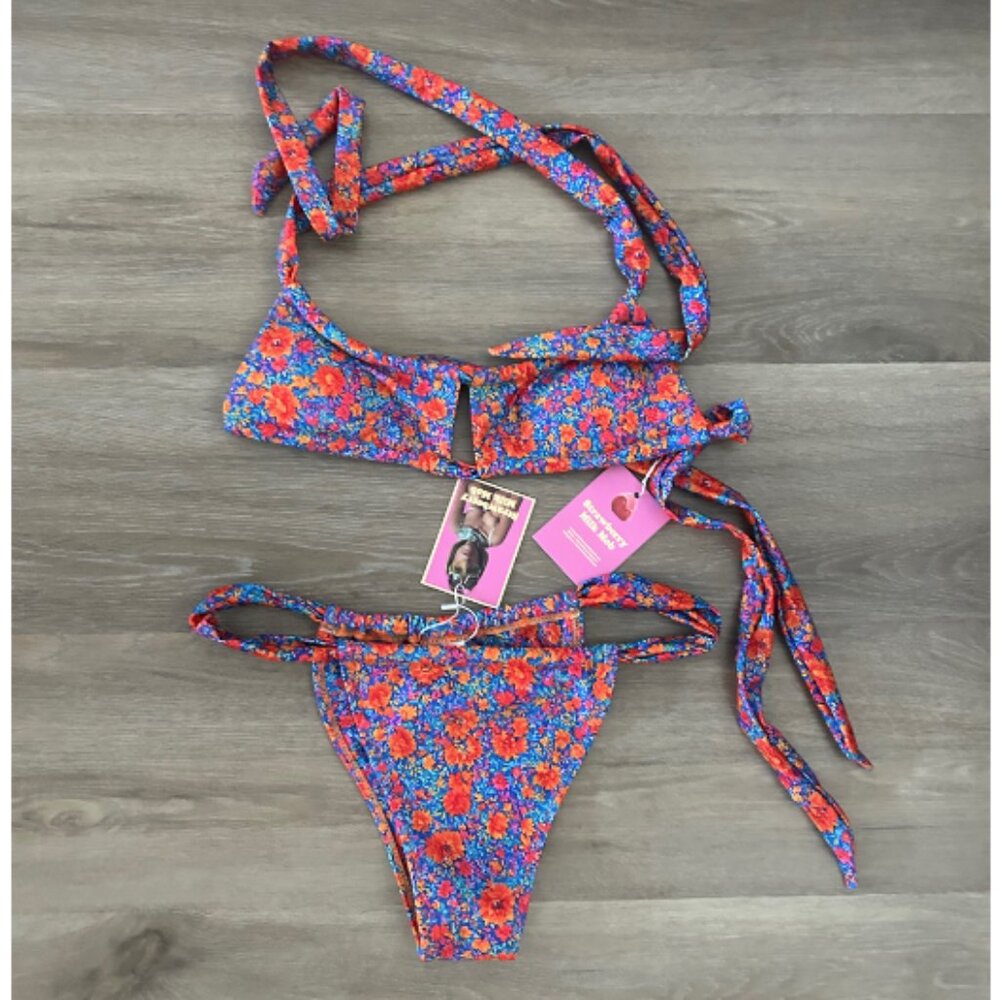 Small Strawberry Milk Mob Après Swim Top and Bottom Bikini
